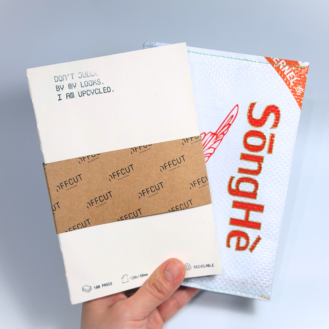 Upcycled Song He Rice Bag Notebook Sleeve | Zero Waste | Fits 120x180mm & A5 Notebooks