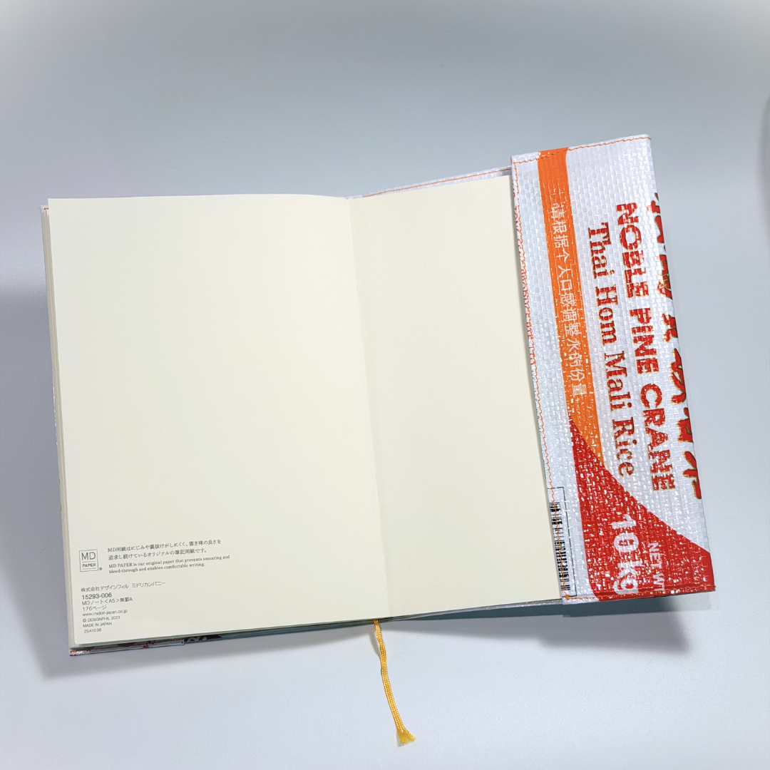 Upcycled Song He Rice Bag Notebook Sleeve | Zero Waste | Fits 120x180mm & A5 Notebooks